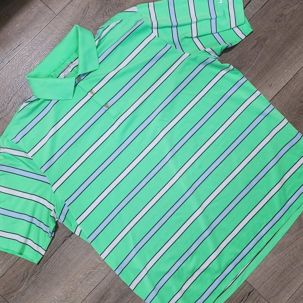 Nike Golf Tour Performance Dri-FIT Polo Shirt Green‎ Striped Mens 2xl xxl CC